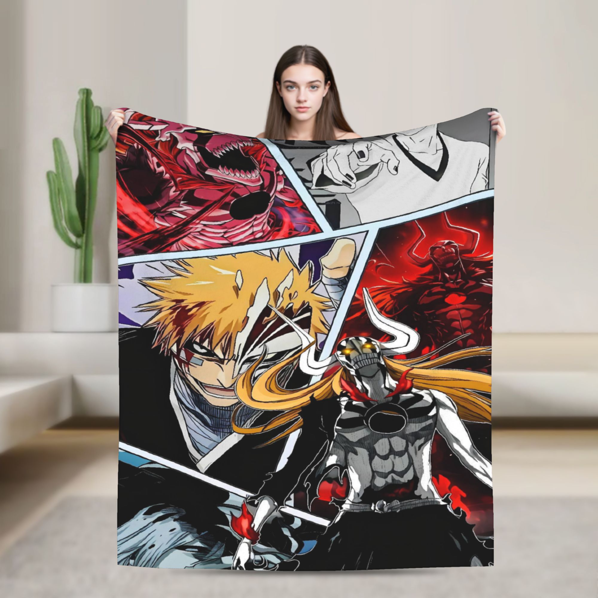 Home Office Bleaching - Ichigo Zanpakuto Slash Flannel Blankets Bleached