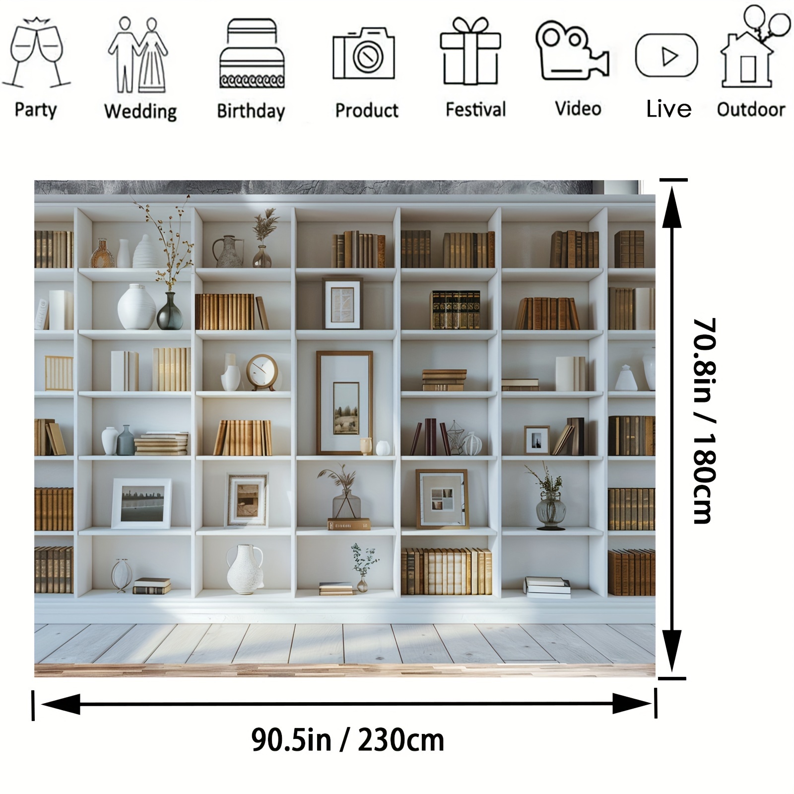 1pc White Bookshelf background - Home Office Zoom Background Free review and price