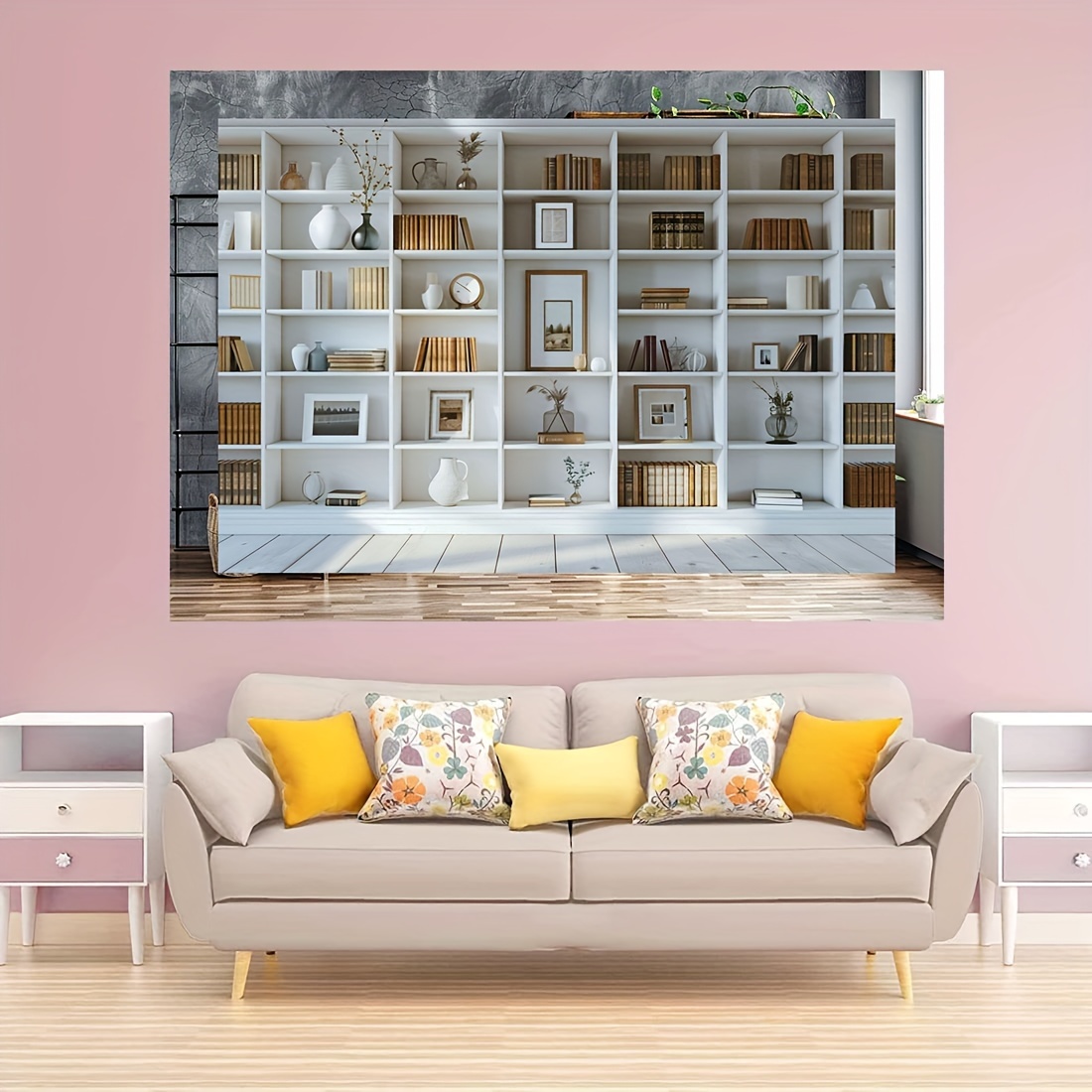 1pc White Bookshelf background - Home Office Zoom Background Free review and price