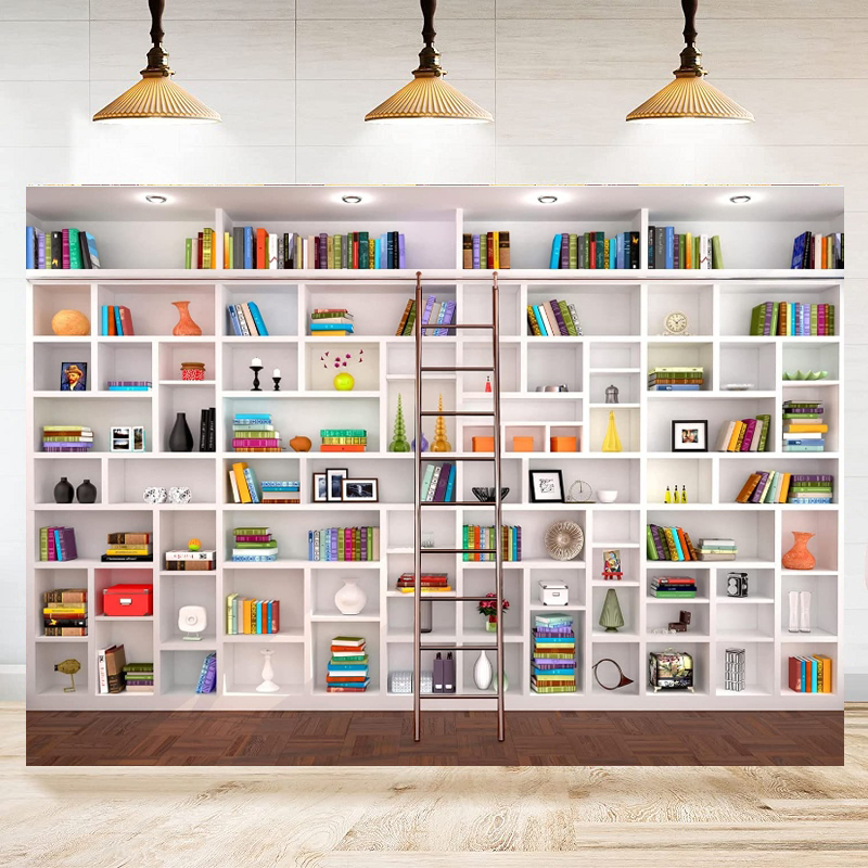 White Bookshelf Photography Ba - Home Office Zoom Background Free review and price