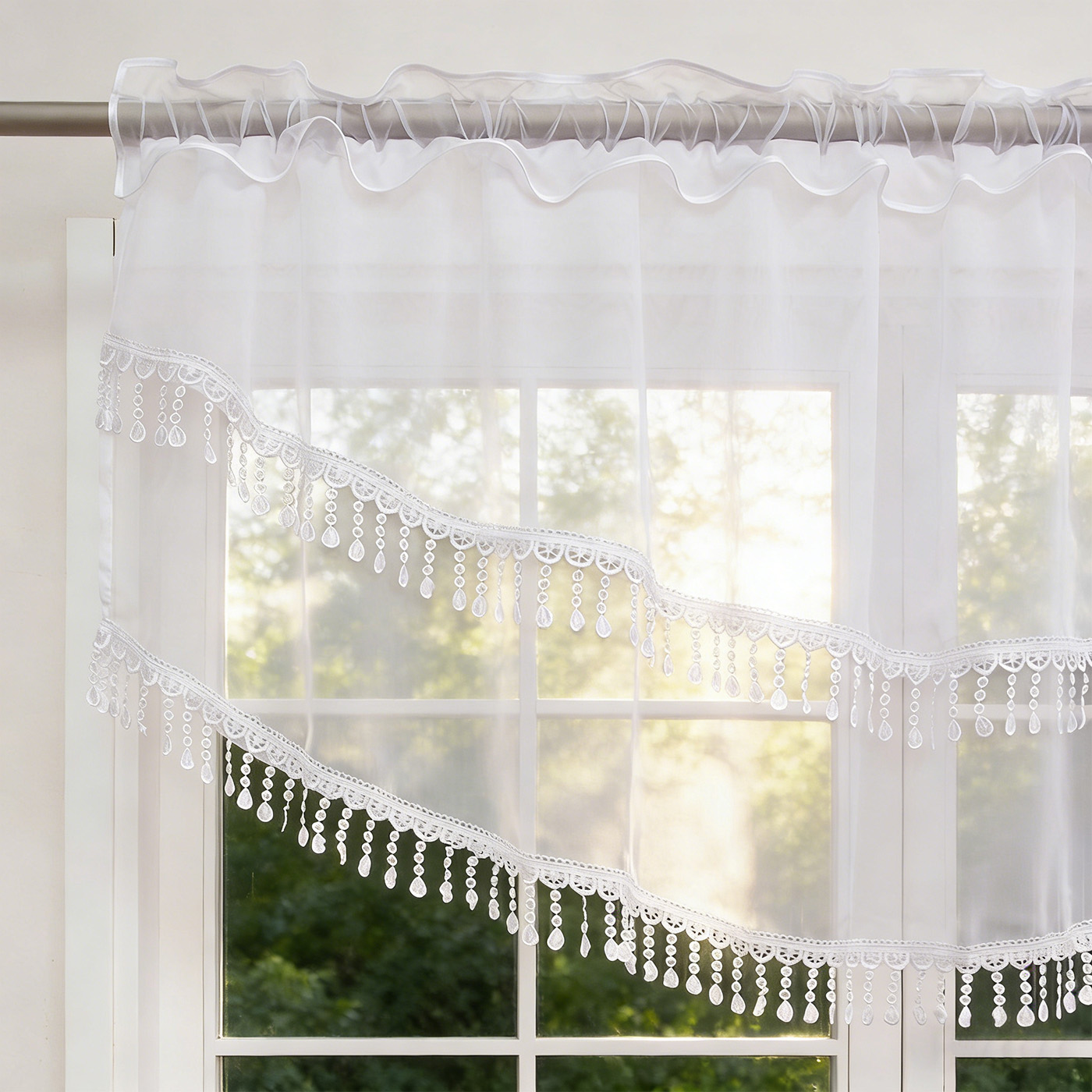 2PCS White Lace Beaded Tassel  - Home Office Kitchen review and price