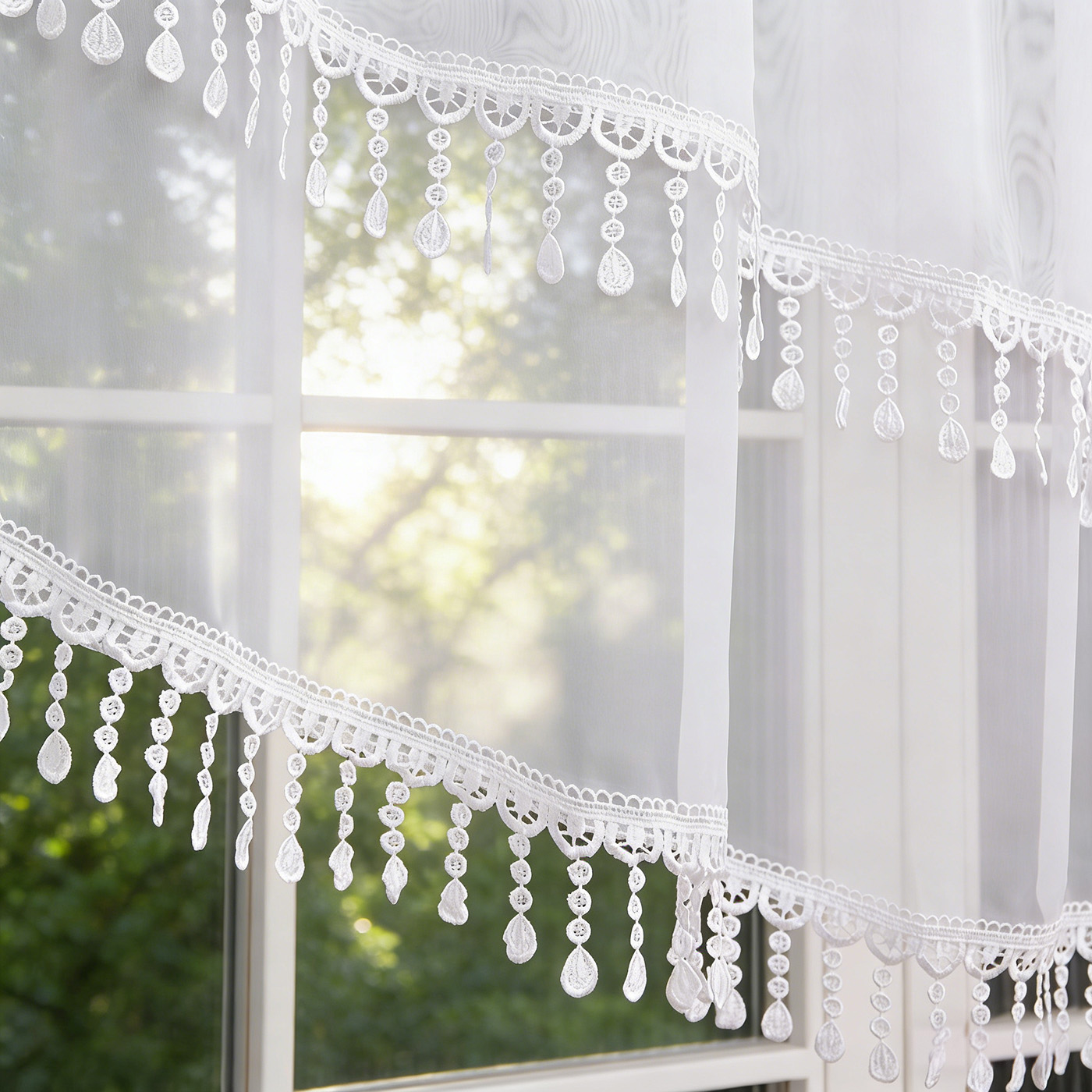 2PCS White Lace Beaded Tassel  - Home Office Kitchen review and price