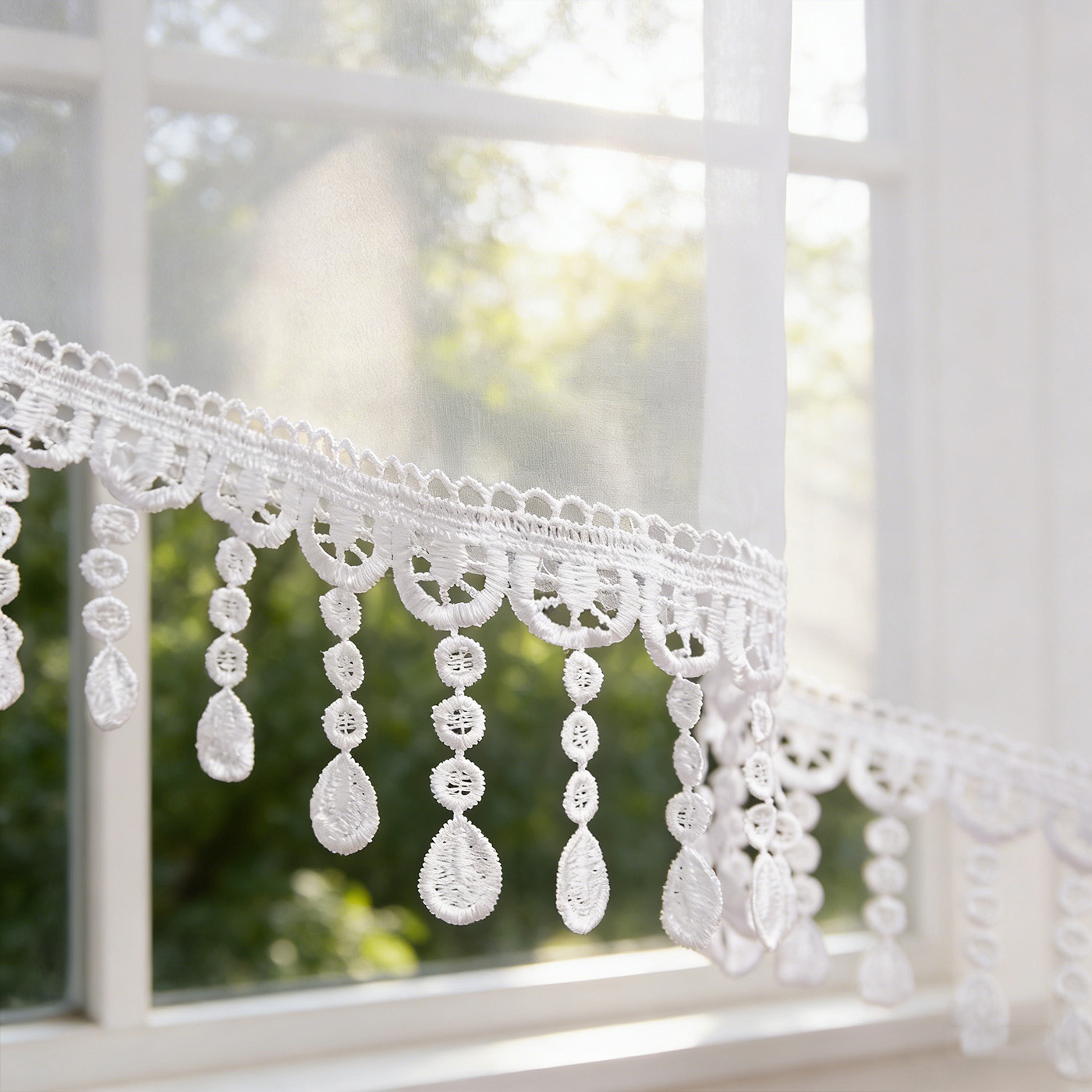 2PCS White Lace Beaded Tassel  - Home Office Kitchen review and price