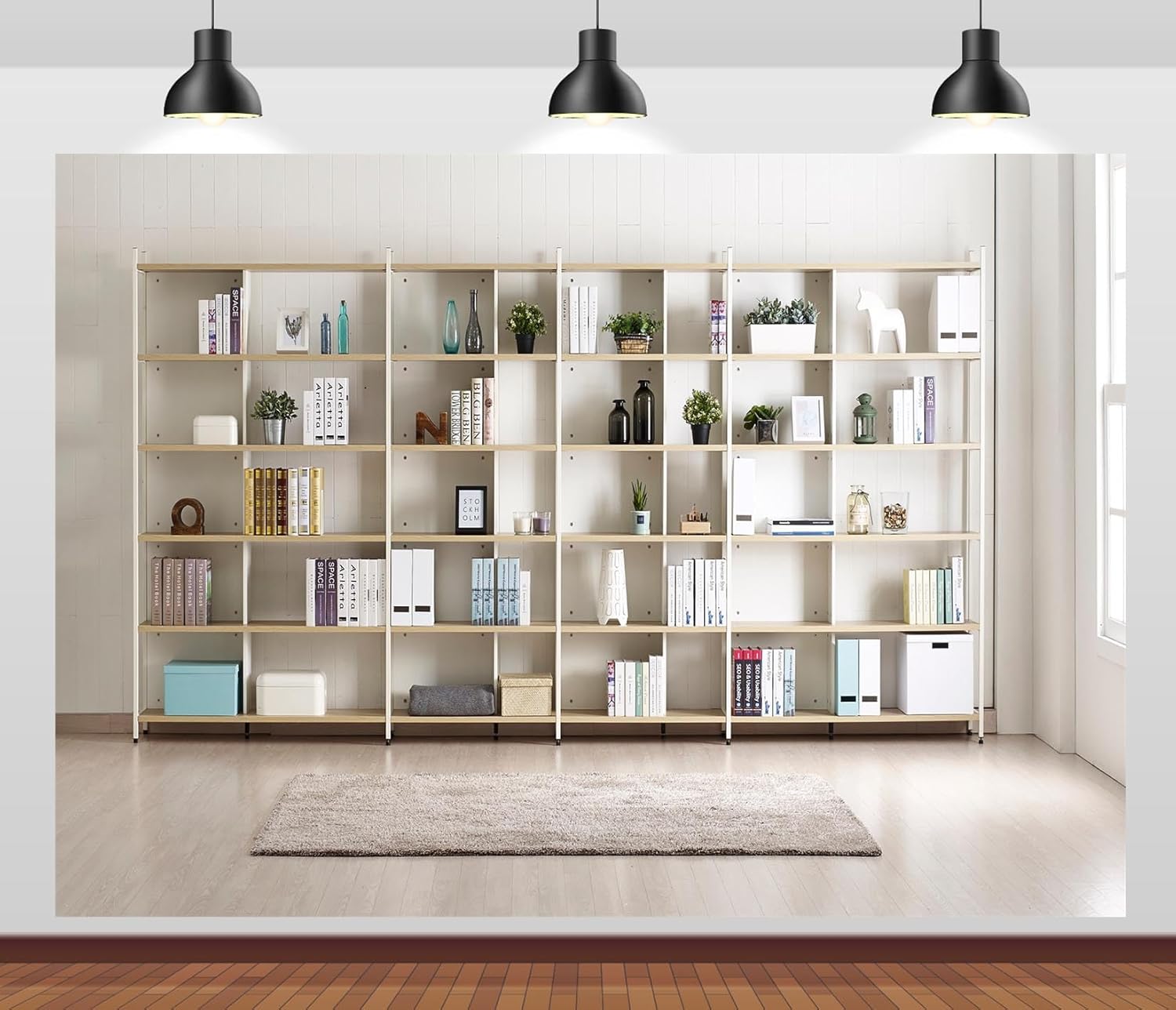 Bookshelf Photography Backdrop - Home Office Zoom Background Free review and price