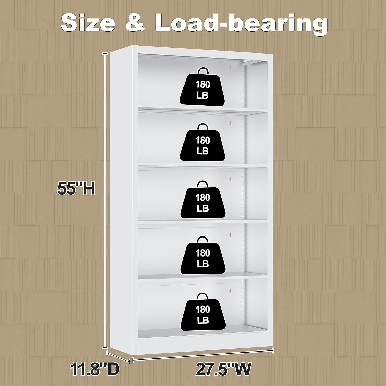5-Shelf Metal Bookcase Adjusta - Home Office And Library review and price