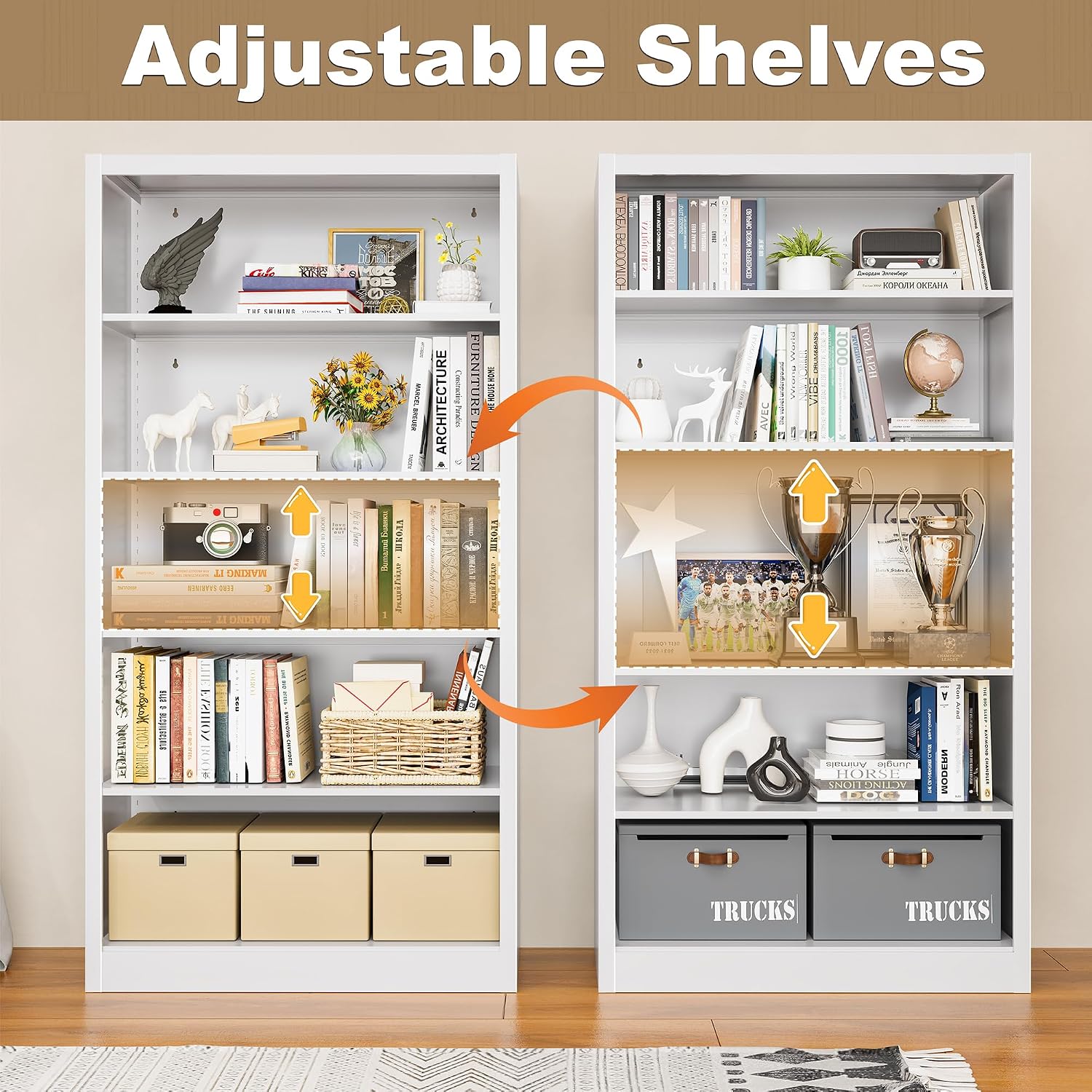5-Shelf Metal Bookcase Adjusta - Home Office And Library review and price